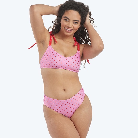 NWT Summersalt Limited High Leg Mid Rise Bikini Square Dot Flamingo & Hibiscus-4 - Picture 1 of 3